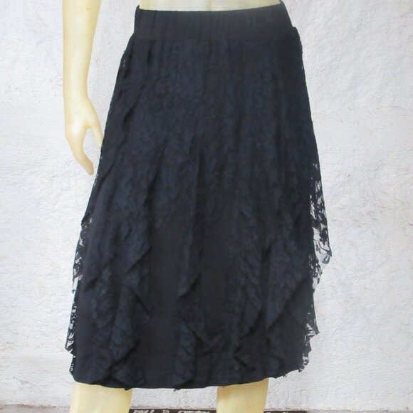 Zashi Knee Length Black Lace Skirt - Picture 1 of 2